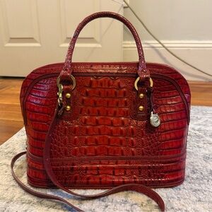 BRAHMIN | Duxbury Satchel in Croc-Embossed Leather